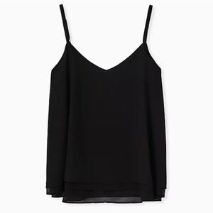 Torrid V Neck Layered Black Chiffon Sophie Swing Tank Size 1X